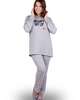 Пижама женская брюки кофта длинный рукав с принтом ПНЖ-04 серый - фото 1