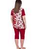 Комплект женский футболка и капри КК-04 абстракция 472 + бордовый - фото 6