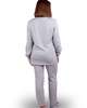 Пижама женская брюки кофта длинный рукав с принтом ПНЖ-04 серый - фото 9