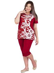 Комплект женский футболка и капри КК-04 абстракция 472 + бордовый - фото Пані Яновська