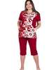 Комплект женский футболка и капри КК-04 абстракция 472 + бордовый - фото 2