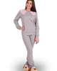 Пижама женская брюки кофта длинный рукав ПНЖ-01 серый + розовый - фото 4