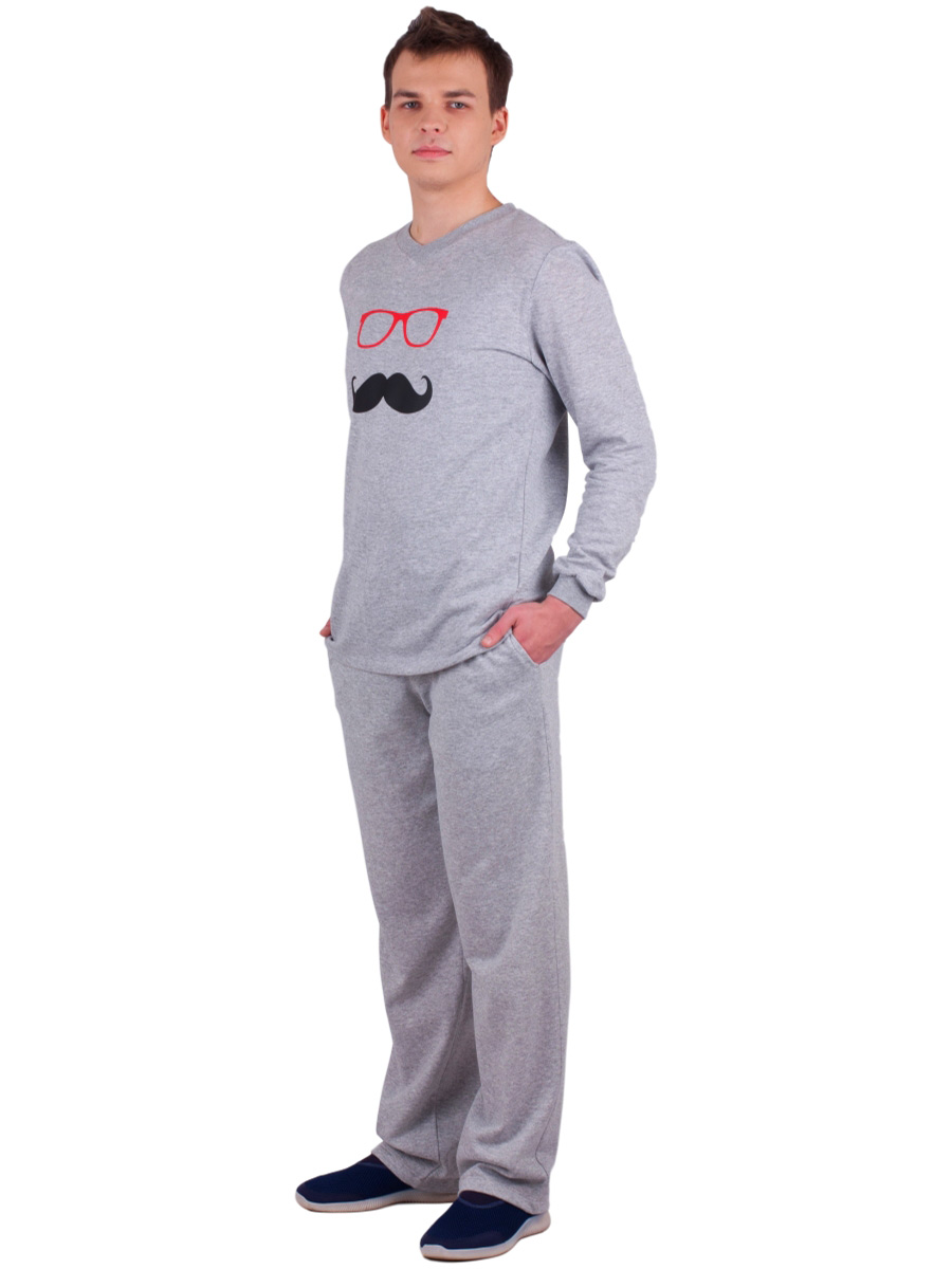 Пижама мужская  ПНМ-01 серый + вид 01 - фото 2