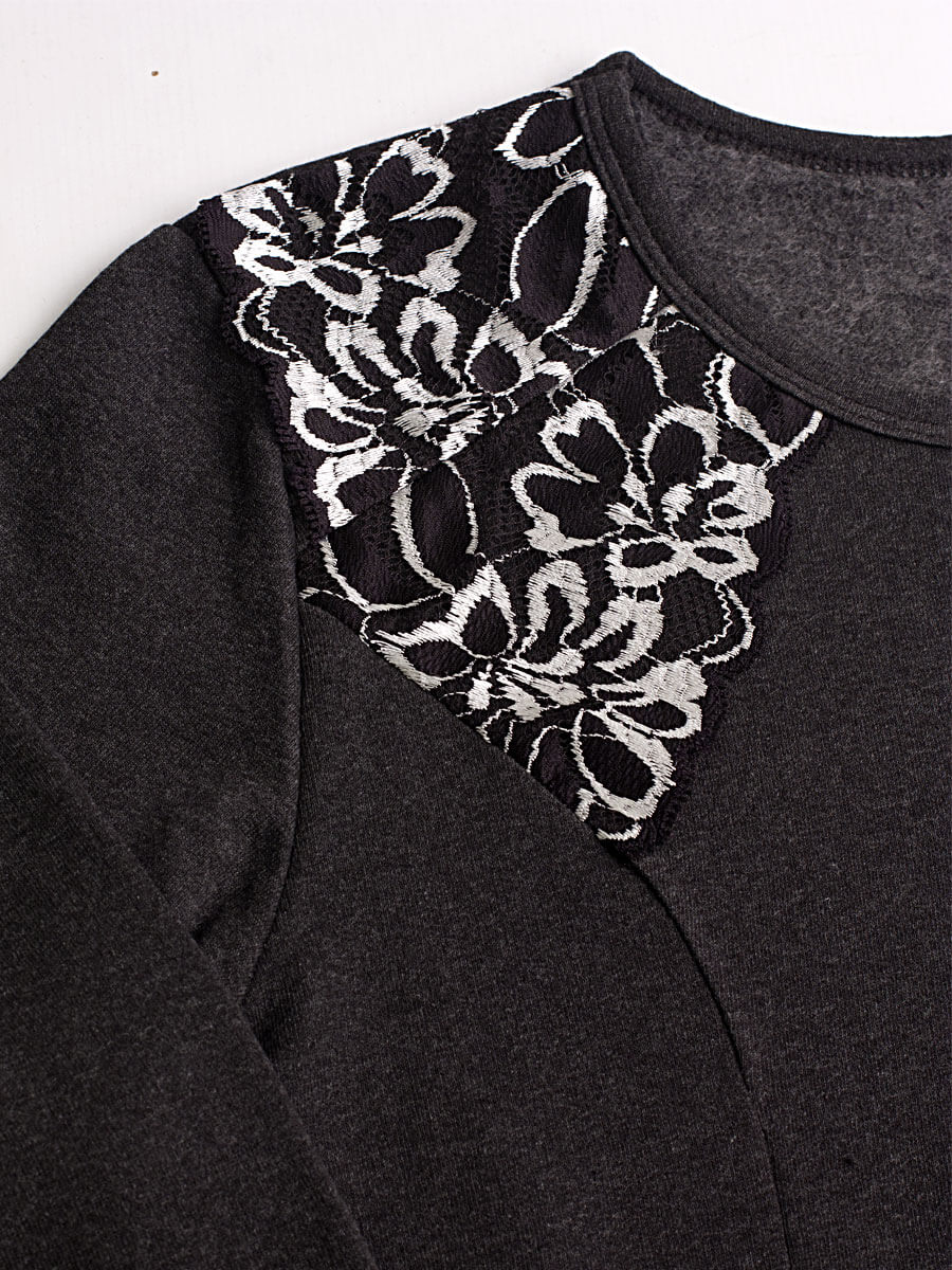 Піжама жіноча штани кофта довгий рукав ПНЖ-01 антрацит + сірий - фото 6