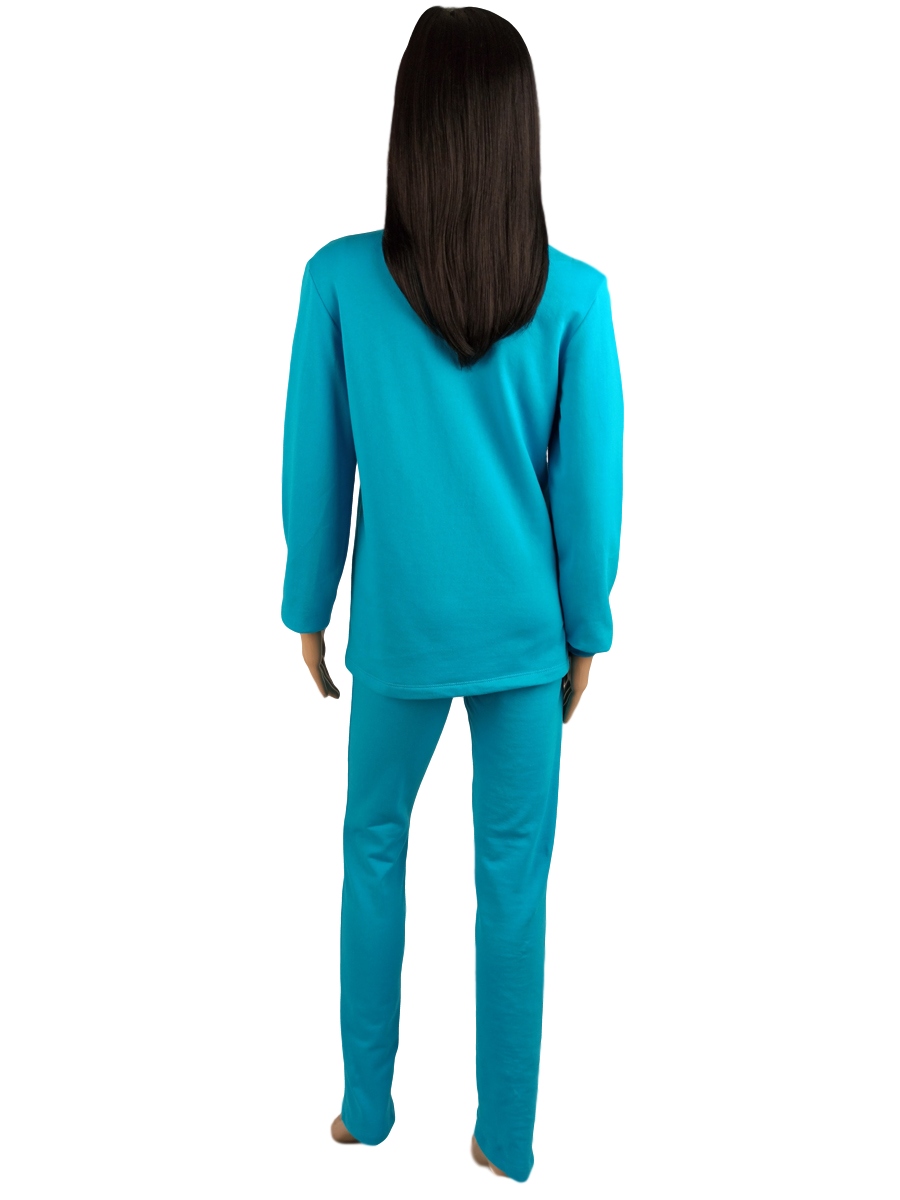 Пижама женская брюки кофта длинный рукав с принтом ПНЖ-04 бирюза - фото 3