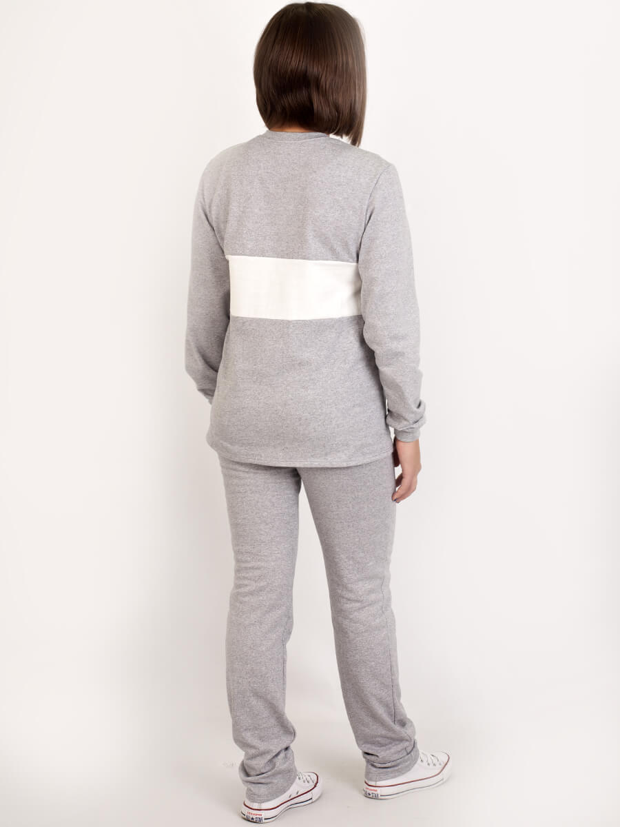 Пижама женская брюки кофта длинный рукав начёс ПНЖ-03 серый - фото 2