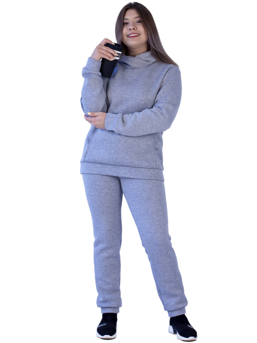 Утеплённые брюки женские на манжете трёхнитка БТН-03 серый - фото 5