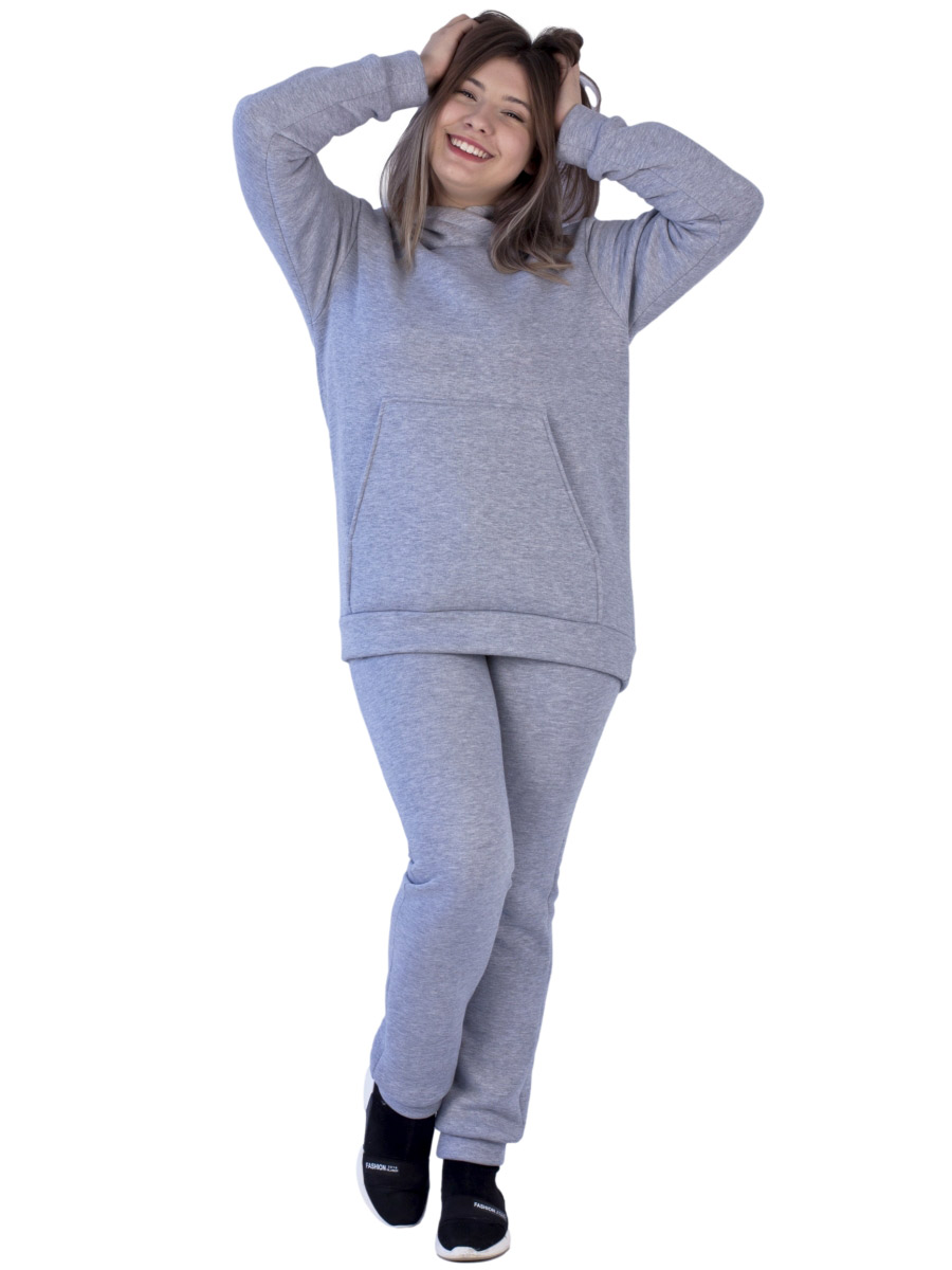 Утеплённые брюки женские на манжете трёхнитка БТН-03 серый - фото 7