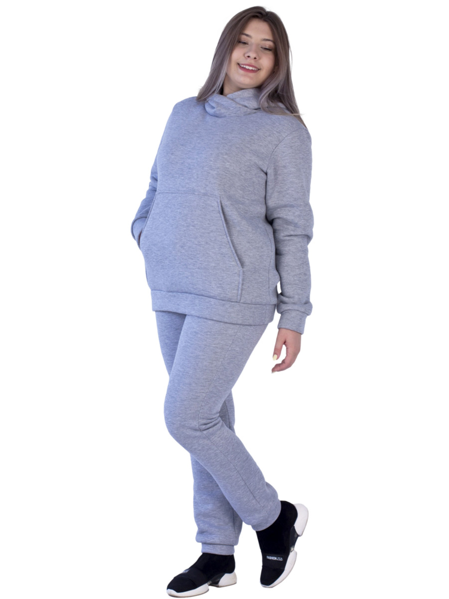 Утеплённые брюки женские на манжете трёхнитка БТН-03 серый - фото 8