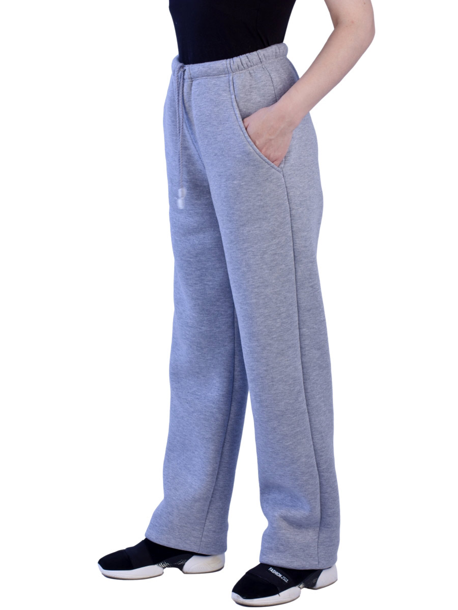 Теплі трикотажні жіночі штани тринитка з начісом БТН-01-01 сірий - фото 2