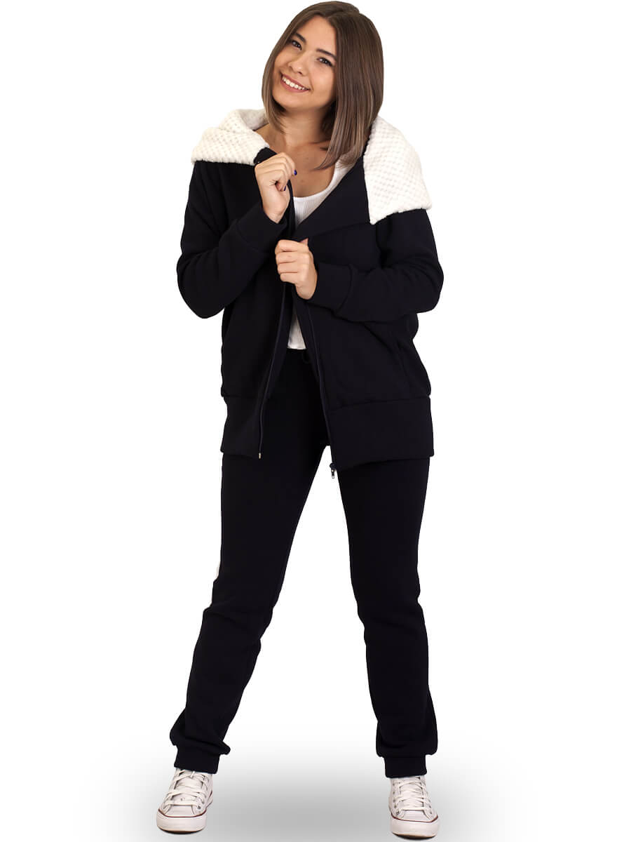 Толстовка женская с капюшоном на молнии ТЖК-01 тёмно-синий - фото 5