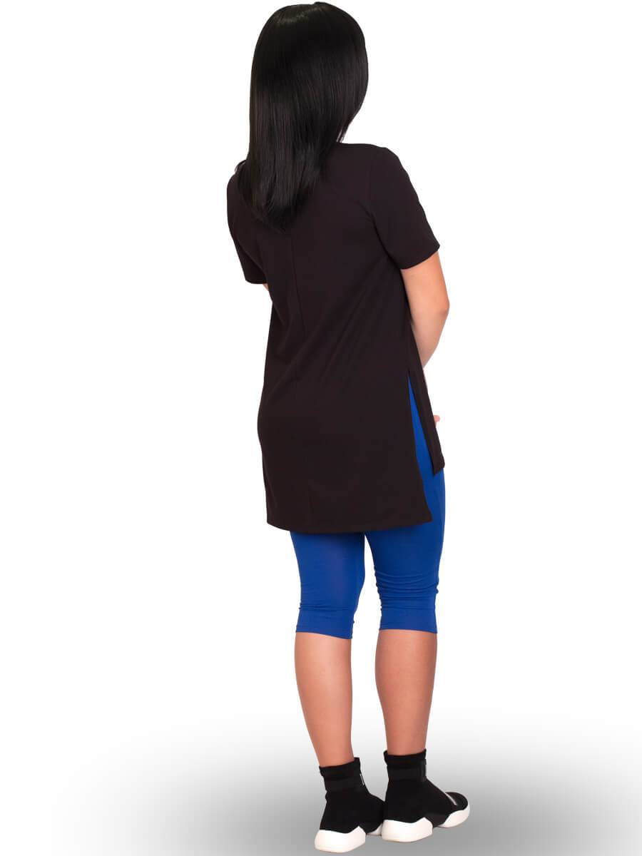 Женская футболка с разрезами по бокам стрейч-кулир ФЖ-13-02 чёрный - фото 3