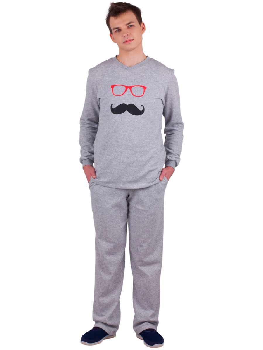 Пижама мужская  ПНМ-01 серый + вид 01 - фото 1