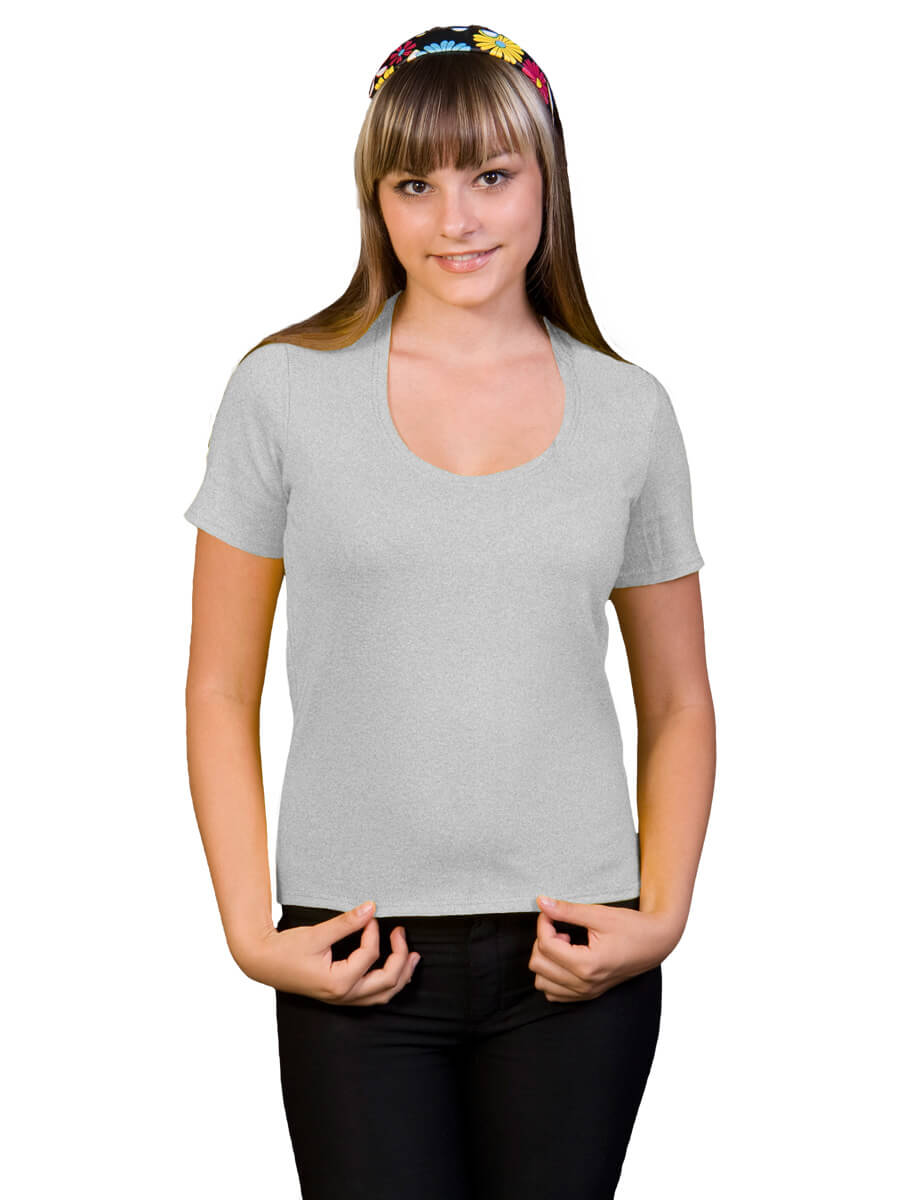Женская футболка короткий рукав стрейч ФЖ-05 серый - фото 1