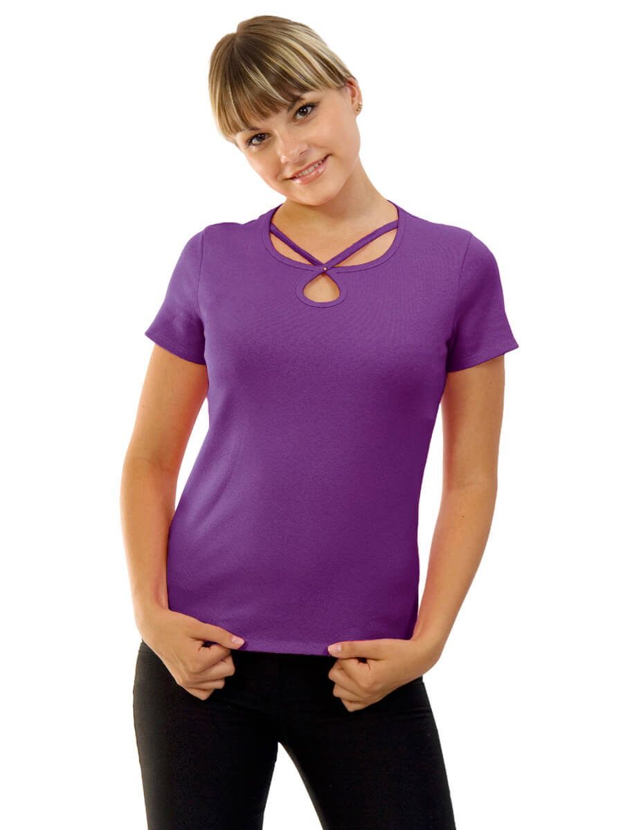 Женская футболка короткий рукав стрейч ФЖ-02 фиолетовый - фото 1