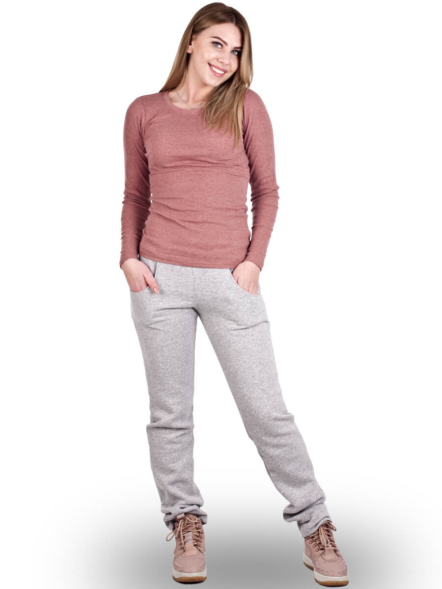 Утеплённые брюки женские дудочки трёхнитка БТН-02 серый - фото 1