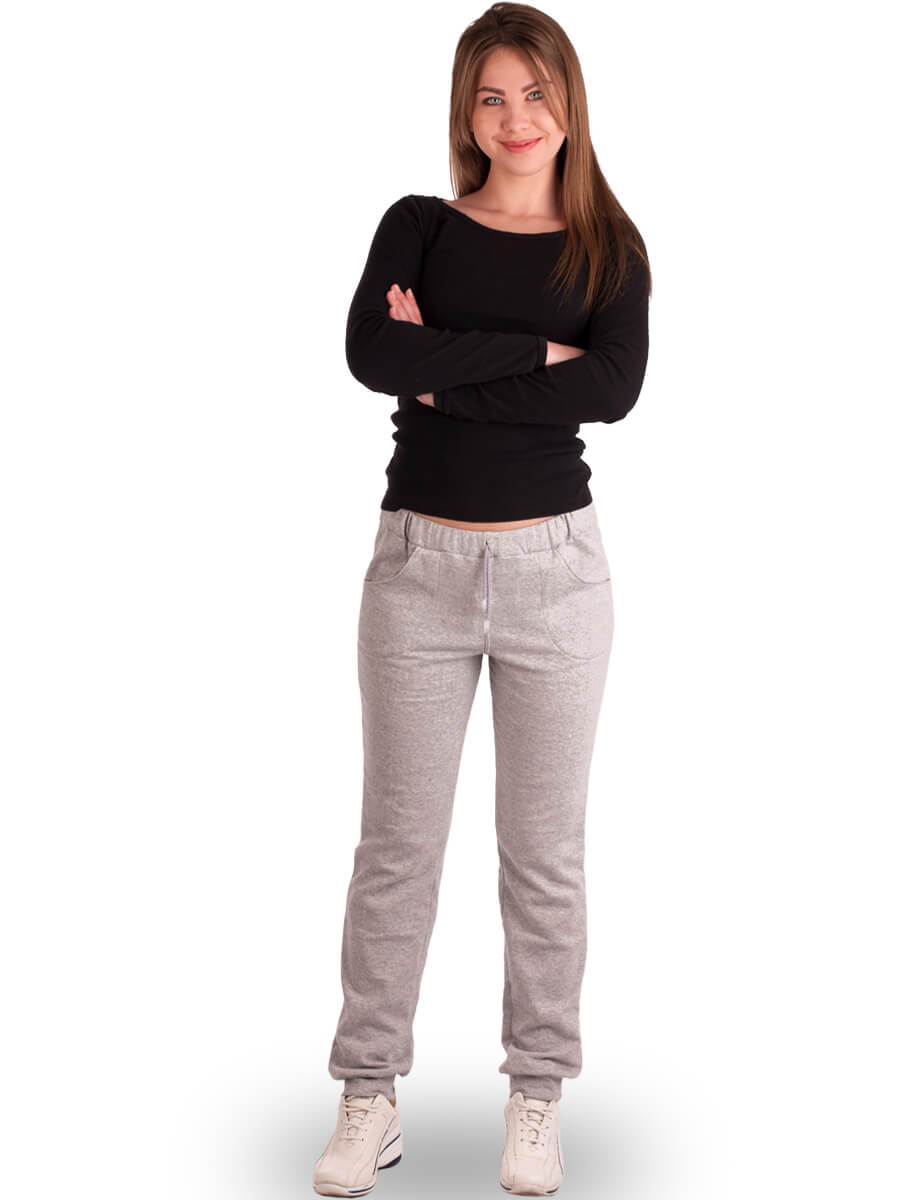 Утеплённые брюки женские на манжете трёхнитка БТН-03 серый - фото 1